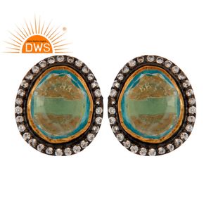 Natural Blue Topaz Gemstone Gold Plated <b>Stud</b> <b>Earrings</b> Supplier 925 <b>Silver</b> <b>Stud</b> <b>Earrings</b> Jewelry Manufacture - Product Image 1