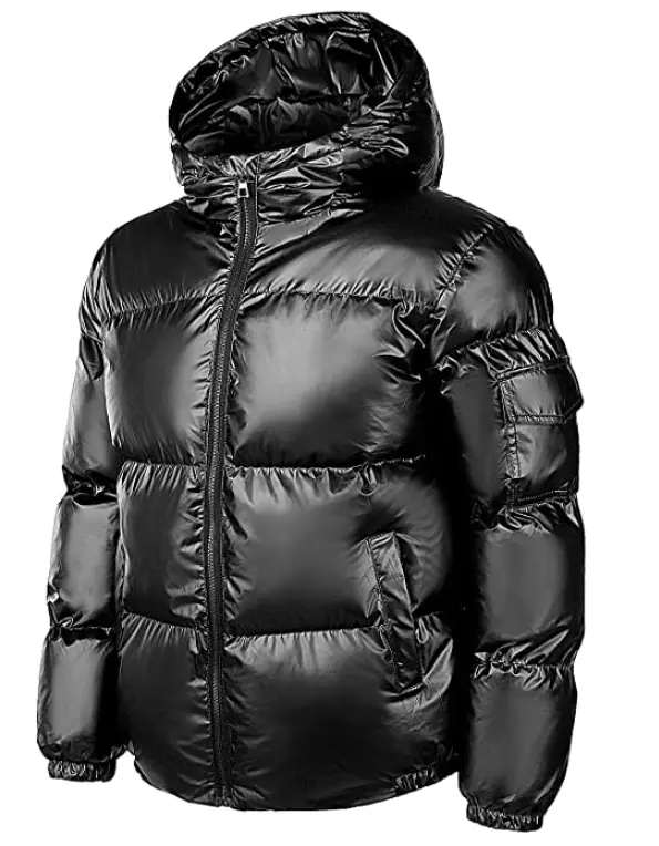 Kış kesici kabarık ceket, erkek parlak kabarcık puffer yastıklı aşağı ceket, özel rüzgarlık ceket