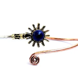 Bracelet manchette en argent bicolore et pierre de lapis Bracelet bicolore tendance à deux tons - Product Image 1