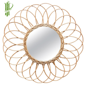 Miroirs de bain Miroir mural décoratif en forme de fleur Bambou Rotin Design traditionnel Couleurs personnalisables Hôtel illuminé - Product Image 5