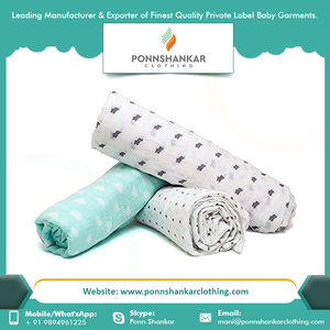 Couverture d'emmaillotage en mousseline de coton 100% biologique avec logo personnalisé de qualité supérieure et couverture de réception personnalisée pour bébé - Product Image 4