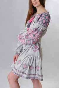 Venta caliente verano moda nuevo estilo multicolor bordado Casual relajante ajuste amarillo ucraniano Vestido corto encaje nueva llegada - Product Image 4