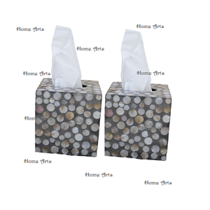 Ensemble de 2 boîtes à mouchoirs en nacre, qualité exclusive, forme carrée, boîte à mouchoirs en papier pour hôtel, usage domestique - Product Image 2