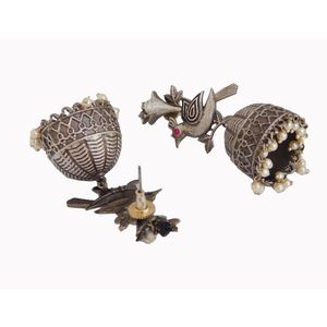 Pendientes de tuerca de latón y plata hechos a mano para niñas y mujeres, joyería de diseño, jhumka, novedad - Product Image 3