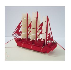 Carte de vœux 3D pop-up sur mesure en gros, modèle de bateau fait main, art papier, fournisseur vietnamien HMG, invitation de vacances, remerciement - Product Image 2
