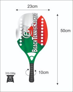 Raquetas de Tenis Playa y Pádel Hechas a Medida con Fibra de Carbono y Vidrio, Peso 310-330g, Longitud 50cm, Logotipos y Combinaciones de Colores - Product Image 1