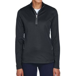 Pull-over de performance pour femme à col montant, séchage rapide, évacuation de l'humidité, double séchage, fermeture éclair 1/4, en polaire, polyester/coton, écologique - Product Image 2