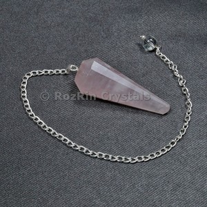 Rose Quartz 12 Faceted Pendulums suppliers - Product Image 1