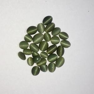 หินคริสโซเบริลพลอยรูปแมวตามธรรมชาติคริสตัลสีแดงรูปวงรีทรงรีของ chatoyant actinolite หลวม Cabochon เครื่องประดับแหวนทำ/ต่างหู - Product Image 3