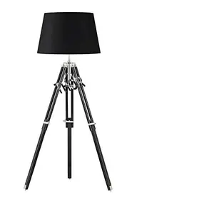 Lampu Lantai Tripod Berdiri Modern Desain Baru, Koleksi Lampu Lantai Kayu Hitam Dekorasi Rumah