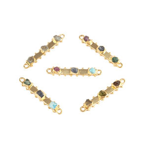 Conectores de piedras preciosas colgantes DIY de estilo clásico, Conector de doble fianza de piedras preciosas naturales en bruto, galvanoplastia minimalista elegante - Product Image 2