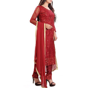 Pakistan mới nhất Đầy đủ rất nhiều thêu <span class=keywords><strong>Net</strong></span> Dài Áo Dài Hot Bán phụ nữ kurta với nặng thêu thủ công mô hình rắn - Product Image 4