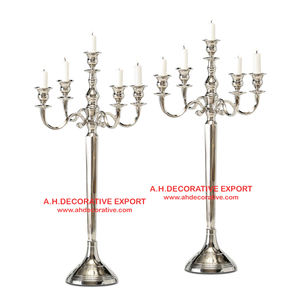 Candélabres en métal de haute qualité pour centres de table de mariage prix de gros nouveau candélabre fait main au sol en argent 5 bras - Product Image 6
