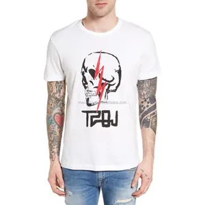 Stampa di alta qualità cool MMCTM22 Thunder skull stampato personalizzato tshirt in cotone bianco brillante