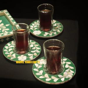 Plateau de service artisanal en bois nacre blanche, 6 pièces, plats et assiettes pour la décoration de l'aïd, cadeaux de mariage, plateaux du RAMADAN - Product Image 6