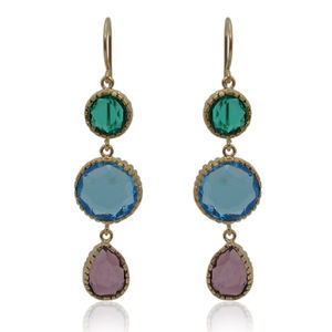 Diseño atractivo para mujer Plata de ley Pendientes chapados en oro Joyería - Product Image 1