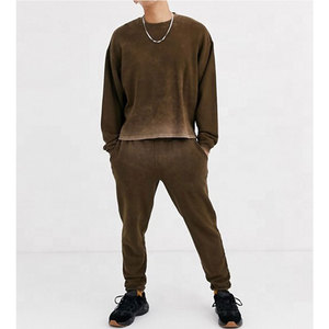 Ropa de calle de moda para hombre, traje unisex de gran tamaño con lavado de piedras blancas - Product Image 4