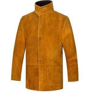 Veste de soudage en croûte de cuir de vache, col haut, mécanique, soudage FR, veste de travail légère et imperméable - Product Image 6