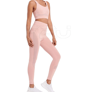 Ensemble de yoga pour femmes, soutien-gorge de sport imperméable et leggings grande taille - Couleur unie, respirant, 100% coton, pour la salle de sport, la remise en forme et l'entraînement - Product Image 2