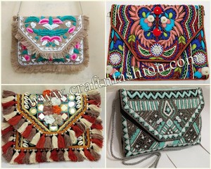 Bolso de Mano Tipo Clutch con Cuentas de Turquesa, Estilo Bohemio, Bordado, con Forro de Algodón y Cierre - Product Image 3