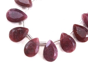 เครื่องประดับพลอยทับทิมแดงธรรมชาติลูกปัด Briolette รูปลูกแพร์แบบเหลี่ยมเพชรพลอยสำหรับทำเครื่องประดับแฮนด์เมด13ชิ้น - Product Image 2