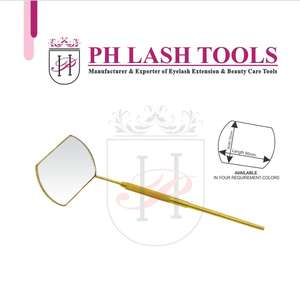 Espejo de extensión de pestañas redondo y Rectangular, Color dorado con mango de acero inoxidable, novedad - Product Image 5