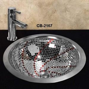 Mosaico bajo encimera de acero, lavabo ecológico con tamaño personalizado para el hogar, hotel y restaurante - Product Image 1