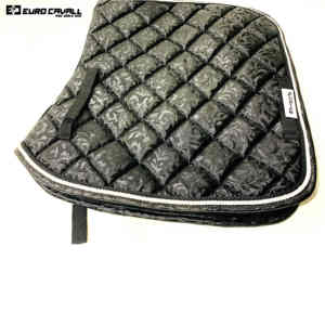 2022 Best Design Dressage Saddle Pad Black Artificial Leather Horse Pads para Full Horse - Product Image 3
