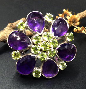 Argent Sterling 925 Plaqué or Fleur Poire Grossiste Fournisseur de Pierres Précieuses Multicolores de Cocktail Porter Bas Fait sur Commande QUANTITÉ MINIMALE DE COMMANDE Anneaux - Product Image 5