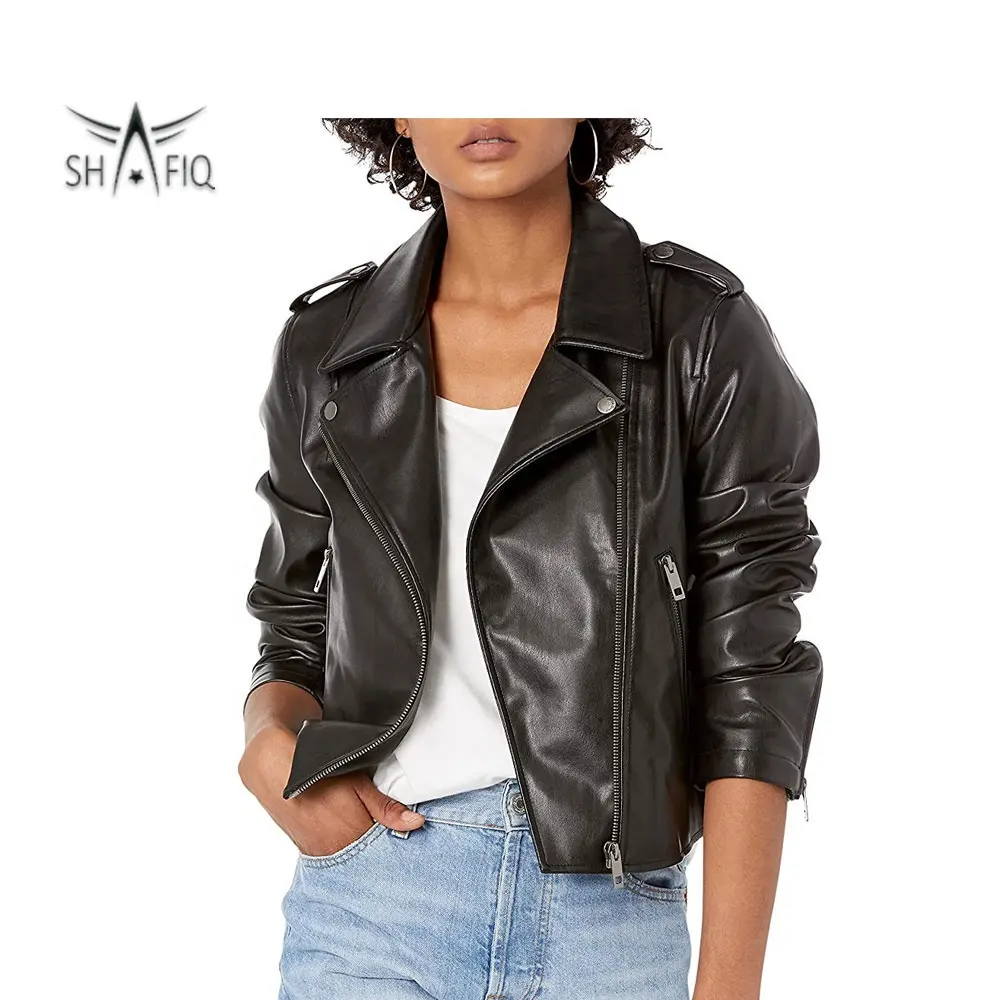 Beautiful Wholesale Custom logo pu leather jackets thicken winter Women leather jacket