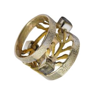 Plata de Ley 925 pura Arco Iris piedra lunar piedra preciosa dos tonos textura anillos indio venta al por mayor joyería de plata eternidad anillo Vermeil - Product Image 4