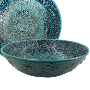 Best Price Turkish Handmade Ceramic Bowl 25cm Turquoise-1