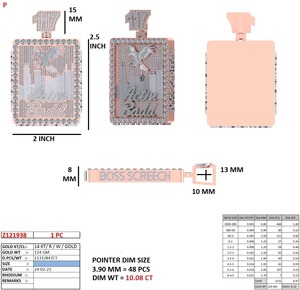 จี้ฮิปฮอปสีขาว/สีทอง10K ประดับเพชรกะรัตน้ำหนัก124กรัมสีทอง8.47น้ำหนัก VVS1ความคมชัดของผู้ชายตัดได้อย่างดีเยี่ยม - Product Image 2