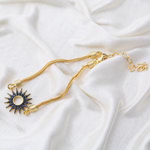 Sun Black Zircon Stone <b>Charm</b> <b>Bracelet</b> Handmade Wholesale Turkish 925 Sterling <b>Silver</b> Jewelry - Product Image 4