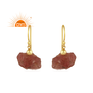 Pendiente con gancho chapado en oro, pendiente de piedras preciosas de piedra Natural para el sol, fabricante de joyería de plata, pendiente de diseño - Product Image 1