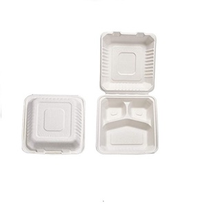 Biodegradable Eco Sugarcane 3 Compartments Container Bagasse Food Box
