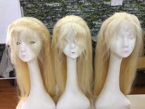 Peluca de encaje completo en color rubio, cabello humano 100%, sin enredos ni caída - Product Image 6