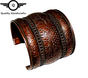 Hot Selling Antique Copper & Brass Metal <b>Cuff</b> <b>Bracelet</b> Vintage Design Handicrafts India Weddings Gifts Pearl Diamond Main Stones - Product Image 2