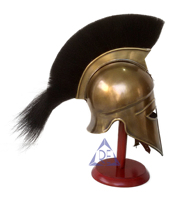 Armadura griega antigua, casco corintio, penacho negro, disfraz espartano ateniense con acero de latón, decoración del hogar, estilo rey Medieval