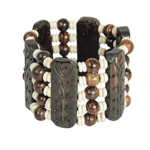 สร้อยข้อมือหนังถักสีน้ำตาลอ่อนสำหรับผู้ชายพร้อมลูกปัดแกะสลักชุบเงินเพื่อมิตรภาพ - Product Image 1