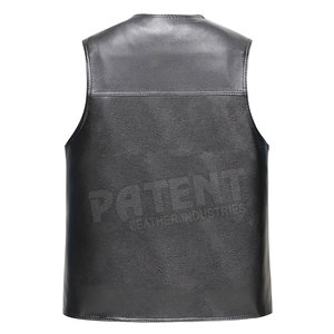 New Arrival Cowhide Genuine Leather <b>Vest</b> Motorcycle Men's Slim Fit Real Leather <b>Vest</b> Custom Made <b>Vest</b> - Product Image 2
