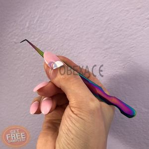 Pince à épiler d'extension de cils en acier inoxydable multicouche à 90 degrés Modèle de coupe latérale Outil de beauté Embouts en fibre pointue pour l'utilisation des sourcils - Product Image 1