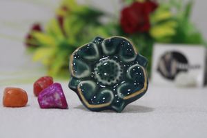 Blue Ceramic <b>Knobs</b> in Flower Shape for Dresser Cabinet <b>Door</b> Drawer Furniture and Hardware Home <b>Decoration</b> <b>Knob</b> Tradnary - Product Image 2