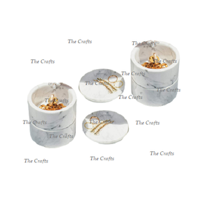 Ensemble de deux boîtes à bijoux en marbre avec une qualité exclusive, forme ronde, boîte de rangement pour bijoux à prix raisonnables - Product Image 1