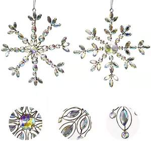 Copos de nieve metálicos hechos a mano, adornos para árbol de Navidad, copo de nieve de cristal elegante, decoraciones de Navidad, regalos de Navidad - Product Image 4