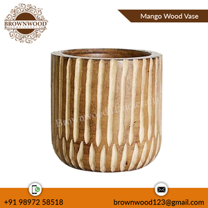 Jarrón de madera de mango hecho a mano de diseño de lujo moderno, jarrón de mesa para decoración del hogar para sala de estar a precio competitivo de la India - Product Image 4