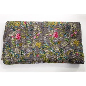 ผ้านวมกันทาอินเดียทำด้วยมือ,ผ้าคลุมผ้าปูที่นอนแคนทาผ้าห่มผ้าฝ้าย Gudari ขนาดเตียงคู่และควีนไซส์ผ้าคลุมเตียง Kantha - Product Image 4