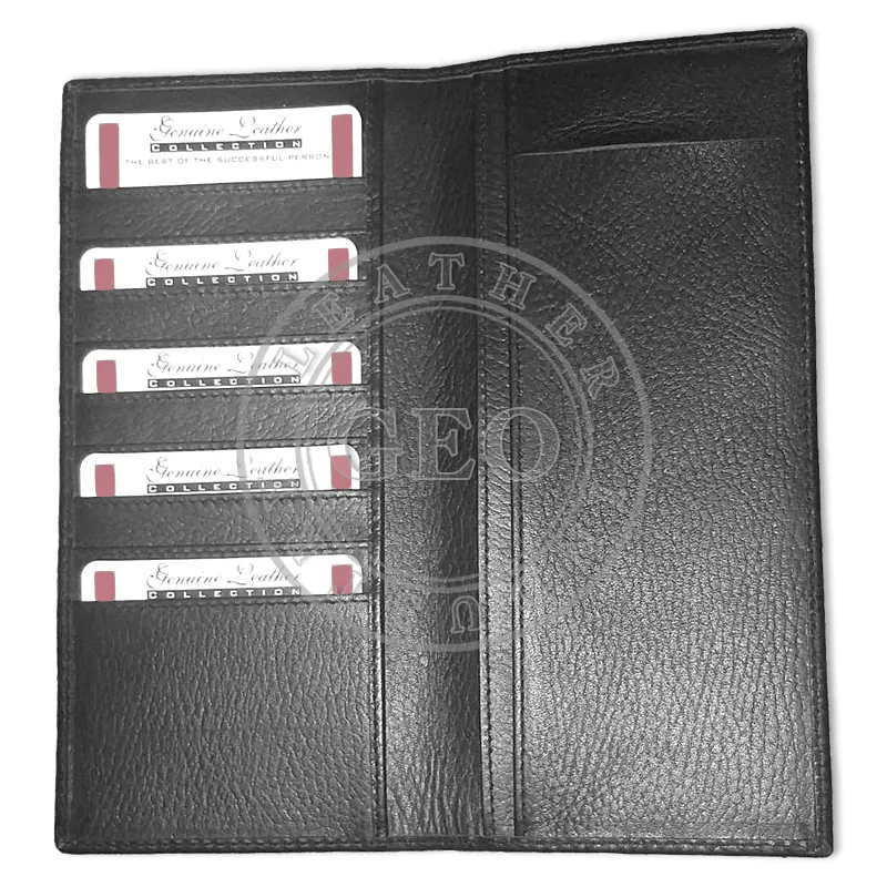 Wholesale Good Quality Full Grain Genuine Leather Checkbook Cover Pu Leather Cheque Book Cover Card Pockets Inside