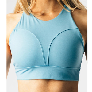 THANI AEIL SPORTS WEAR Light Blue High Support Seamless Sports Bra Breathable Quick Dry <b>Spandex</b>/Cotton Workout Top Women's - Product Image 5