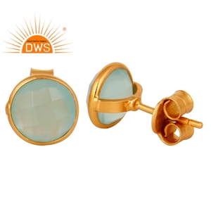 Pendientes de plata de ley 925 con gema de Calcedonia Natural, joyería para mujeres - Product Image 3